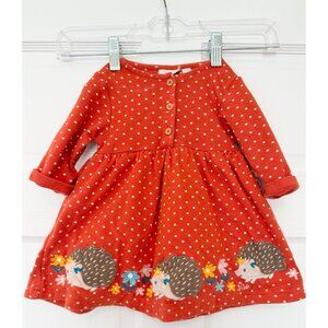 Baby Girls  100% Cotton Hedgehog Appliqué Dress 6-12 Mo. Like New